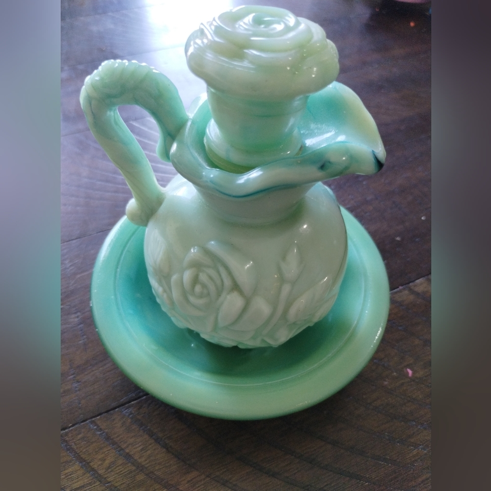 Avon Jadeite Pitcher and Bowl